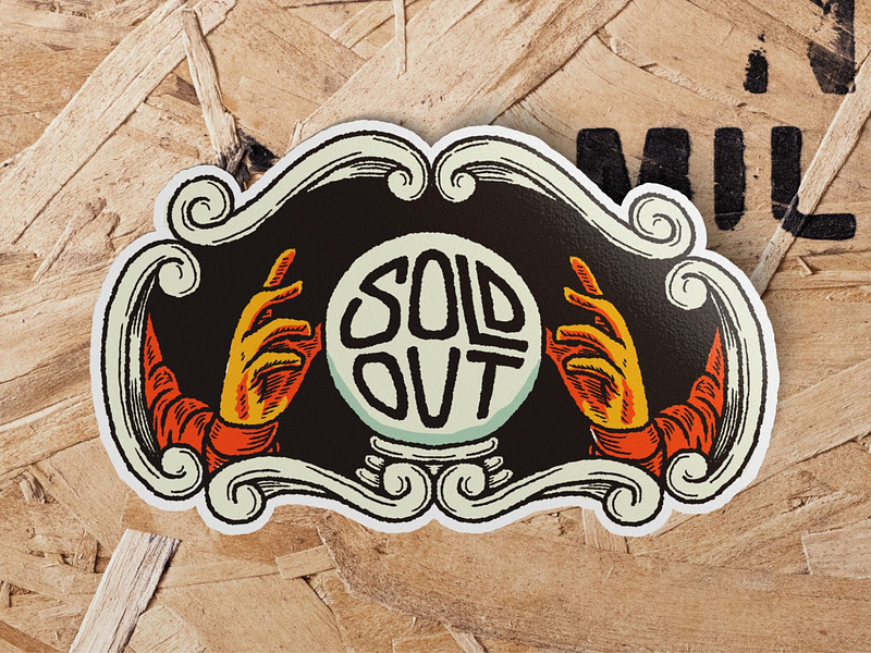 Sold Out Sticker Mockup antique brand design brand identity branding branding design hand drawn identity design illusion illustration illustrator lettering logo logo design magic mock up mockup retro sticker vintage visual identity