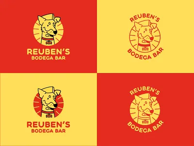 Reuben's Bodega Bar Logo bar branding branding character character design design dog food branding graphic design illustration logo logo mark vector