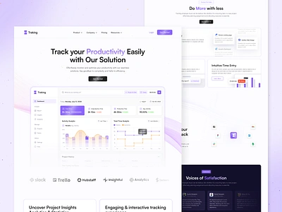 ⏱Time Tracking Tool - Landing Page branding clean design dribbble landing page minimal minimalist saas saas dashboard survey solutions task manager time management time tracking time tracking tool todo tools ui ui design ux web