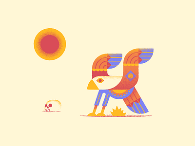 Bird Of Prey bird illustration illustrator retro skull sun vector