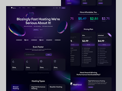 Saas Website design dark mode dark theme design domain hosting hosting service hosting website landing page orix pricing product design saas saas product ui web web design webdesign website