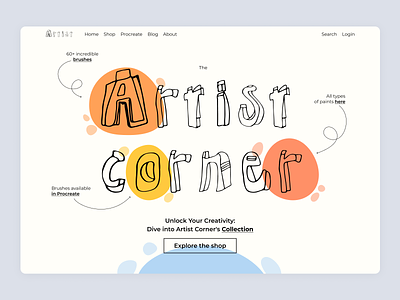 Artist corner – website for artist's shop artist branding design graphic design illustration inspiration logo ui ui ux ux website