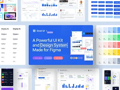 DroitUI - A Powerful UI Kit & Design System color palette colorful components design design elements design kit design system elements figma ui ui design ui kit uiux ux