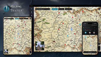 Location Tracker - Van Helsing Style android app dailyui google maps ios location tracker navigation old maps retro gps retro maps tracker ui uiux uxui