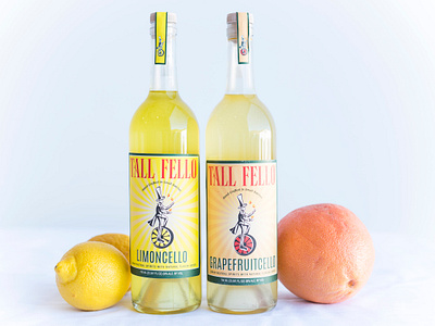 Tall Fello Vodka Cellos alcohol beverage bottle branding cocktail drink grapefruit graphic design label design lemon lemoncello mocktail packaging spirits vodka wine