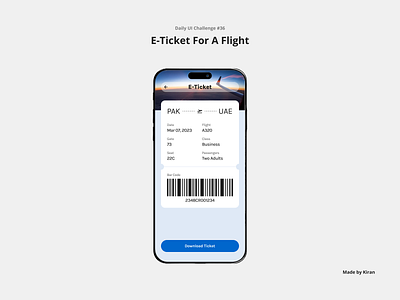 Daily UI Challenge #36 airlines barcode design e ticket eticket flight ticket mobile design ui uichallenge ux uxdesigner uxui