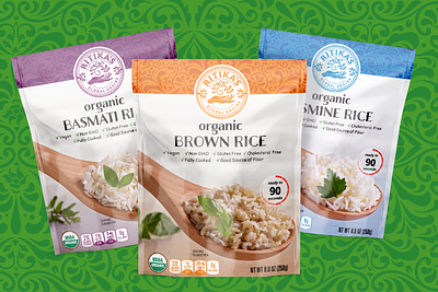 Ritika's Global Grains :: Microwaveable Rice & Grains bag branding consumer packaged goods cpg grain graphic design identity logo microwaveable packaging quinoa rice
