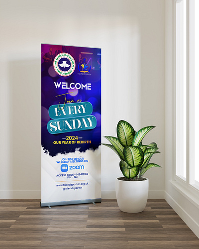 CHURCH RETRACTABLE BANNER | ROLLUP | POP UP | STANDING BANNER church banner church popup banner design graphic design ministry banner outstanding designs professional banner retractable banner rollup banner standing banner web banner