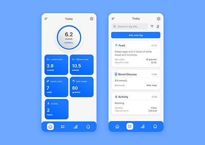 Healthcare mobile application for diabetics light mode app application design diabetes diabetics gradient healthcare light mode management mobile modern ui ux