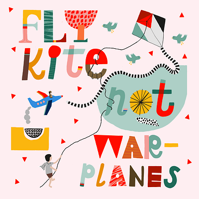 Fly Kites Not Warplanes branding cease fire design doodle downloadable free free palestine graphic design illustration logo palestine