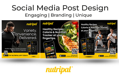 Awesome Social Media Post Design fingertips food helthy mobile app nutrition nutritionist personal trainer recipe social media workout