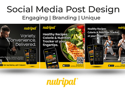 Awesome Social Media Post Design fingertips food helthy mobile app nutrition nutritionist personal trainer recipe social media workout