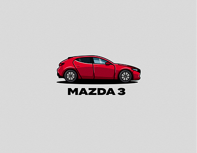 Mazda 3 cars design economycar figma flat hatchback illustration jdm mazda mazda3 midsizecar red soulred vehicles wheels zoom zoom