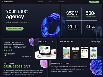 Animation of Design Agency Web Design ad agency animation bento box design desktop grid hover interaction landing page prototype ui user experience ux web web design website