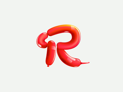Letter R logo in balloon twisting style. 3d ballon branding design graphic design illustration letter logo mark mesh red render twisting