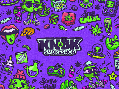 KNBK - Illustrated Brand brand branding cannabis cartoon character character design design graphic design illustration logo mascot mascotdesign stoned t shirt vector weed