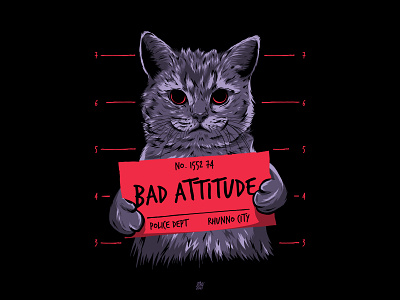 Bad Attitude animal apparel bad cat cat concept art digital drawing illustration kitten kitty procreate tshirt wild animal
