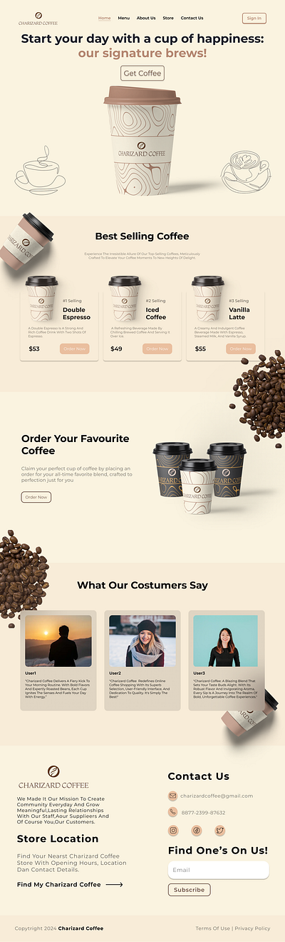 Coffee shop web app branding cafe coffee coffeeshop graphic design mobile ui uiux web