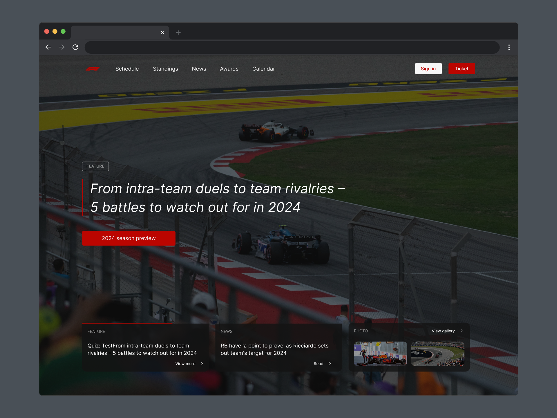 F1Universe - Hero Section f1 figma formula1 hero racing ui ux webdesign