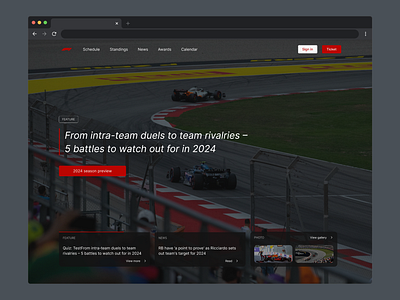 F1Universe - Hero Section f1 figma formula1 hero racing ui ux webdesign