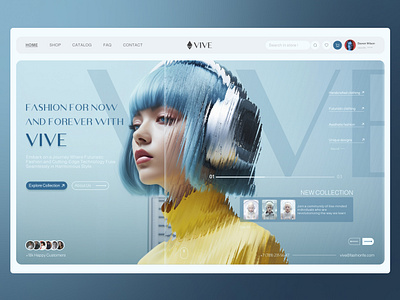 "Vive" Futuristic Fashion & Audio Fusion- Landing Page Concept 3d animation app art branding design graphic design icon illustration landing page logo minimal product design typography ui ux visual design web web design website