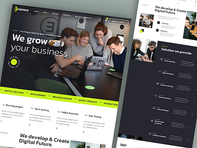 Grower - Agency Website Web Design | Landing Page adobe xd agency landing page app design branding figma graphic design landing page landing page design photoshop uiux web design wordpress