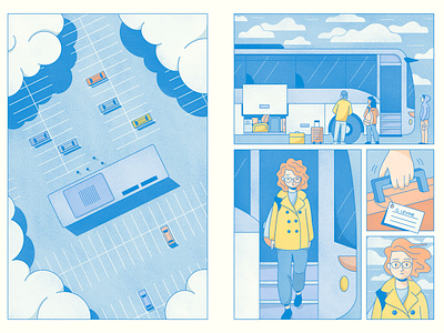 Coming Home bus clouds comic comics design editorial illustration illustration procreate texture