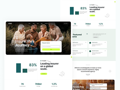 Insurance Website Design company figma figma design insurance agency insurance website insurance website design landing page life insurance modern product design ui ui design uiux ux visualization web website website design