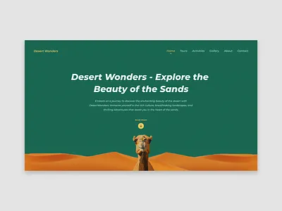 Desert Wonders adobe design dribbble dribbbleshot figma flat home homepage landing landingpage page photoshop shot ui ux web webdesign xd