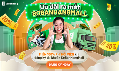 Sun design: Welcome to SoBanHang Mall ads banner branding design graphic design illustration logo poster thietke ui