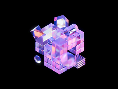 3D Transparent Glass Geometry 3d abstract crypto cube geometry glass hologram modern aesthetics spheres transparent ui