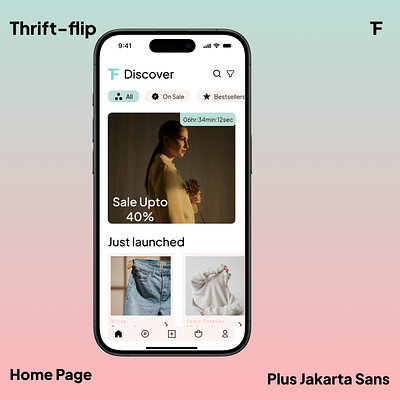 Online Thrifting App app branding design graphic design home page illustration ios iphone thrifting typography ui ux