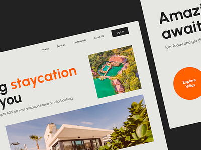 Staycation Landing Page UI Design branding design landingpage landingpagedesign landingservice landingui logo staycation ui uidesign uiux uiuxdesign uxdesign webdesign webdesignuiux websitedesign websiteuiux webui webuidesign webuiux