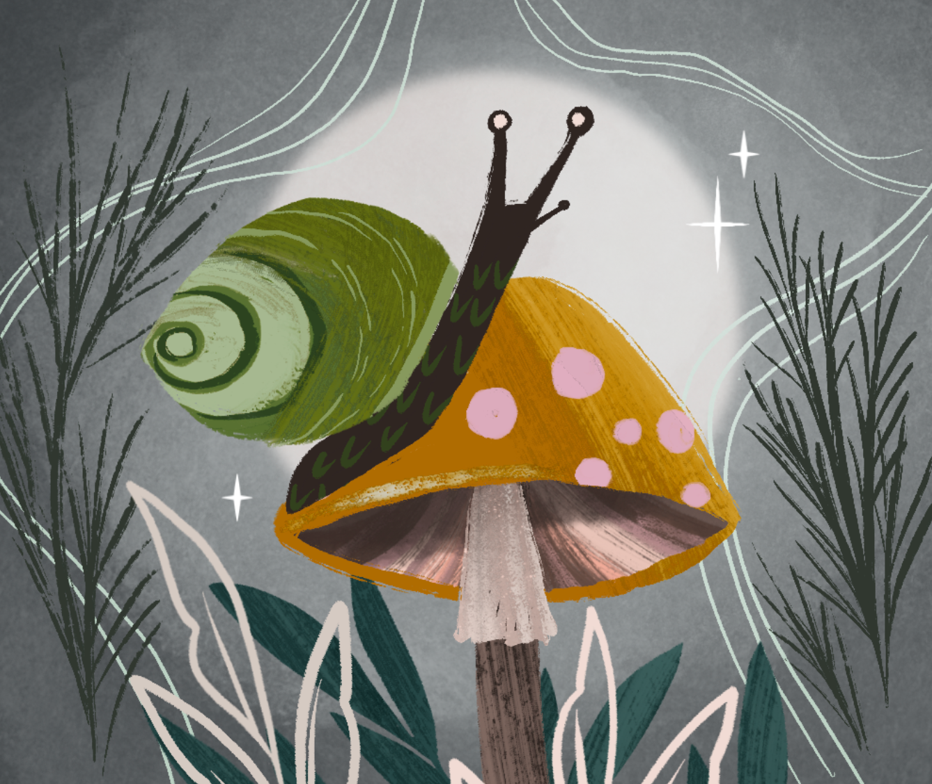 Happy Mushroom Snail by Lindsay Maria Hook on Dribbble