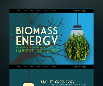 Biomass Energy Website Mockups biomass energy green energy greenergy halloween leaf lightbulb plant life tree turquoise ui website website design