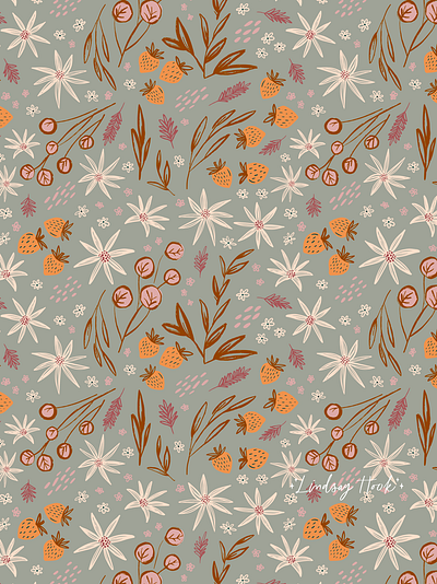 Midsommer Pattern botanical floral illustration pattern texture
