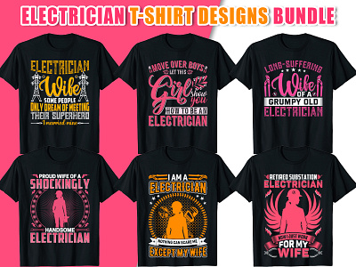 ⚡Electrician T-shirt Designs Bundle⚡ apparel design custom t shirt design electrician electrician t shirt electrician typography fashion female electrician female t shirt female tee shirt floral design flowers graphic design hoodie design merch t shirt tee tee shirt trend typography typography t shirt