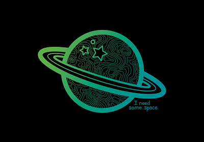 I need some space. blue green illustration space stars sticker design tattoo design teal vector
