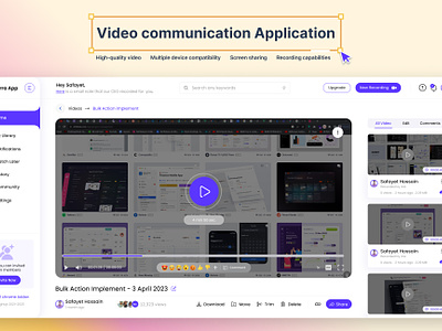 Video communication application chat conference dashboard ui ux video web app web interaction web ui