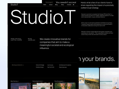 Branding Agency Landing Page (Studio.T) agency branding brands design entrepreneurship graphic design portfolio startup studio templates ui ui design ux web web templates website
