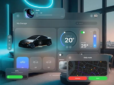 My Garage: Car Control App for Apple Vision Pro 3d app app view apple apple tv apple vision pro ar branding control center design visionos garage graphic design ipad smart home swiftui ui vision pro app visionos vr web3