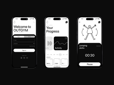 Mobile app animation for the OUTGYM animation branding figma mobile mobile app ui uiux ux