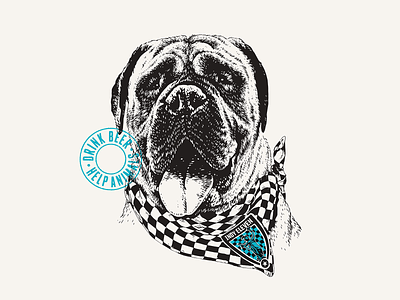 Zeke the Dog Illustration brewery can design dog illustration mastif puppy