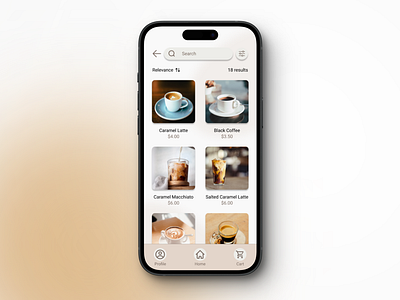 Coffee Shop Search Bar & Results coffee shop design mobile design search bar search results ui ux