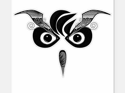 Silent Guardian Black Owl Sticker Design bird bird lover blackowl bold design graphic design owl sticker stickerdesign stickers zazzlemade