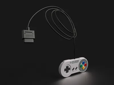 SNES controller 3d controller gamepad graphic design render retro snes visualization