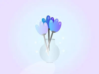 Vase with flowers 3d blue calm design digital illustration flower flowers graphic design illustration illustrator logo magical minimalist purple serene silent tulips vase vector