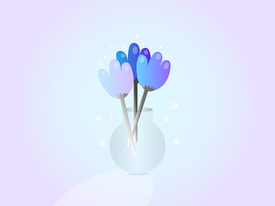 Vase with flowers 3d blue calm design digital illustration flower flowers graphic design illustration illustrator logo magical minimalist purple serene silent tulips vase vector