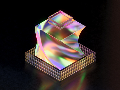 3D Colorful Glass Geometry 3d colorful cube geometry graphic design holographic illusration modern aesthetics rainbow reflections ui vision pro vr