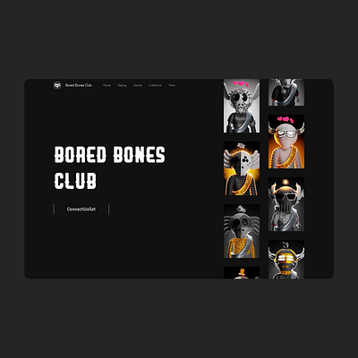 Bored Bones Club Website Design landing page nft website ui design web3 design website design